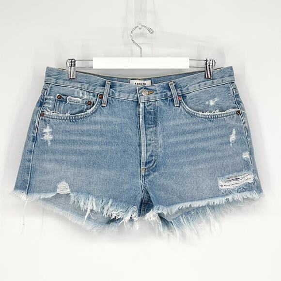 AGOLDE Parker Vintage Cut Off Denim Shorts Swapmeet Women’s Size 31 Distressed - Picture 2 of 5